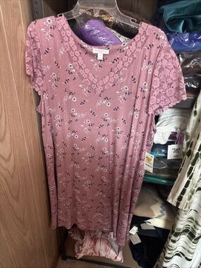 Charter Club Rose Pink Lace Trim Nightgown Size XL